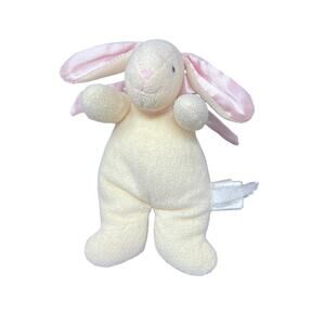 North American Bear Cream Bunny Plush Rattle 1996 VTG 7" Pink Satin Ear Rabbit